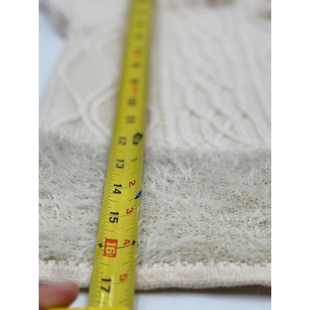 Embroidered Sweater Dress Girl's 12M Ivory Cream Knit‎ Gold Embellished